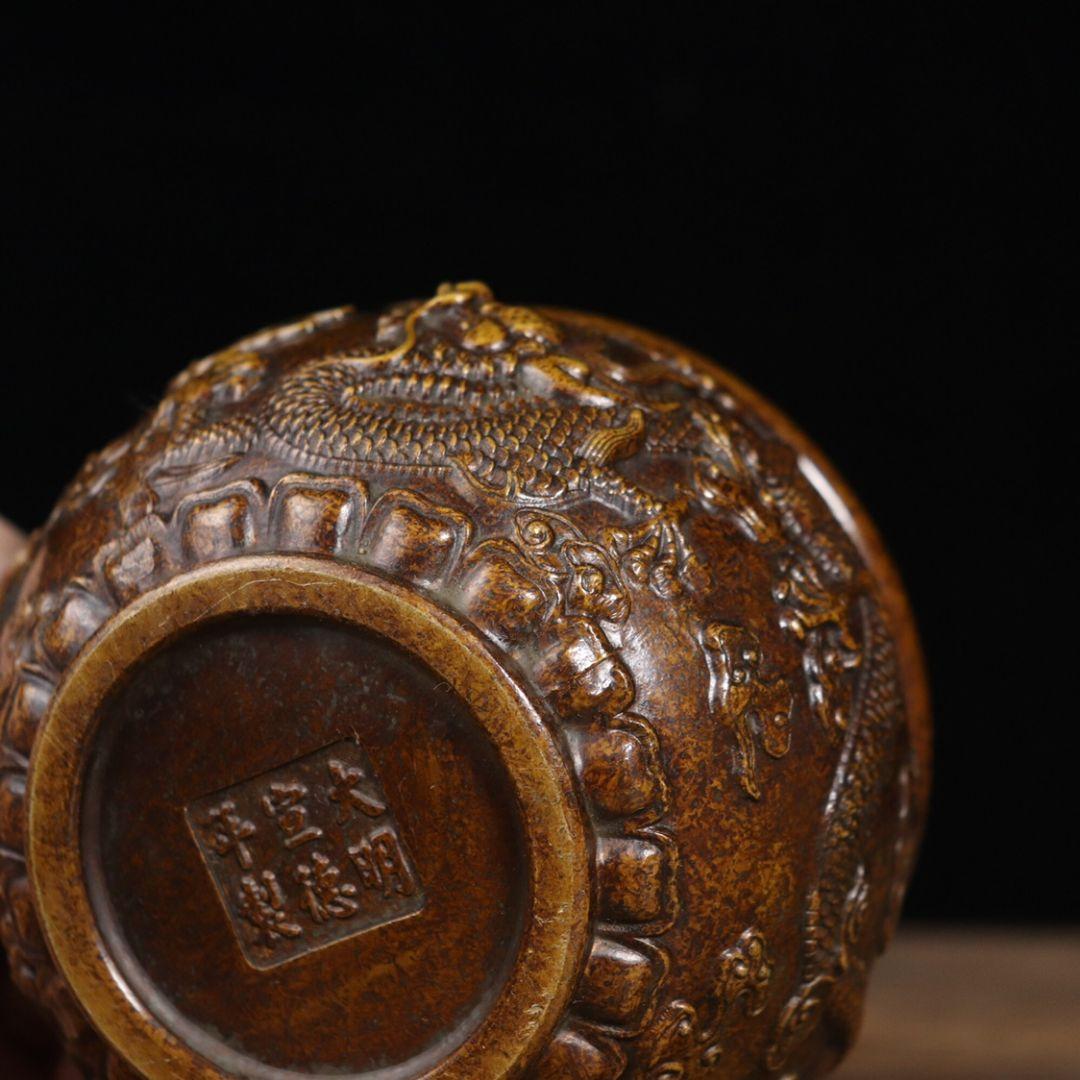 銅器 銅壺 双竜香炉 仏具 灰皿 収納缶 装飾品 工芸品 置物