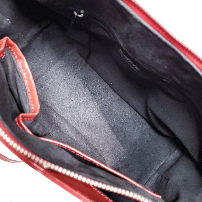 【美品】 BAGFAN クロコ レザー 本革 フラワーモチーフ ハンドバッグ