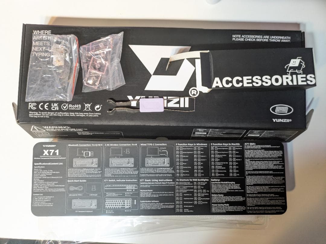 Yunzii X71 ピンク クリアメカニカルキーボード