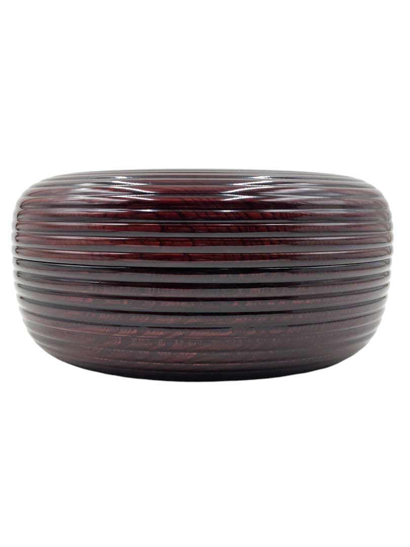 表千家【尋牛斎書付】【平安宗章】『溜塗ロクロ目 内唐松蒔絵 食籠』在花押 共箱