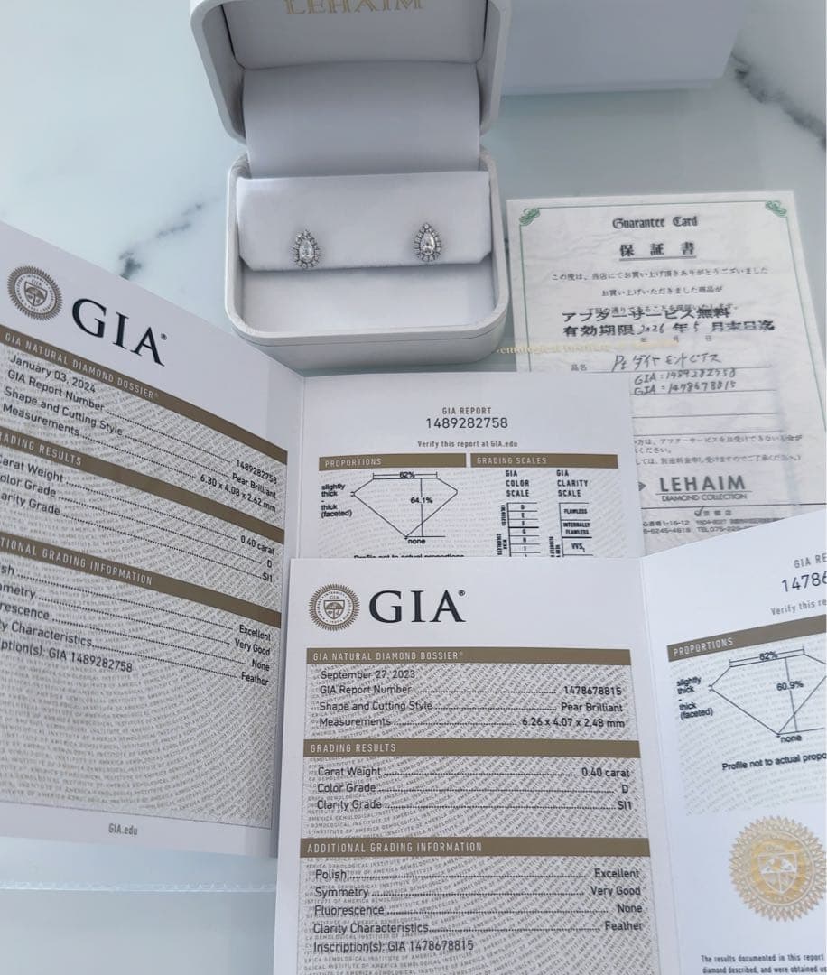 新品✨天然ダイヤ ペアシェイプ Pt900 ピアスレハイム 片耳