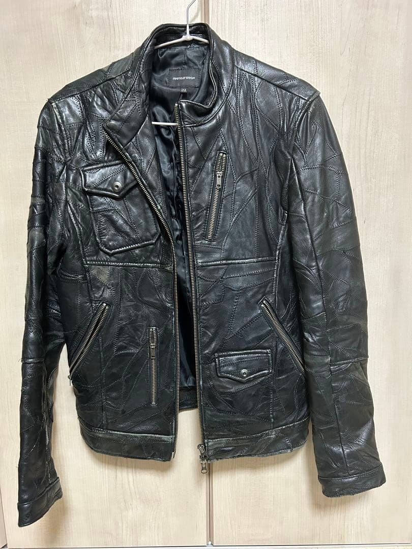 メンズ・ビギ　ラトルトラップ　ライダースジャケット　黒　羊革　Mサイズ
