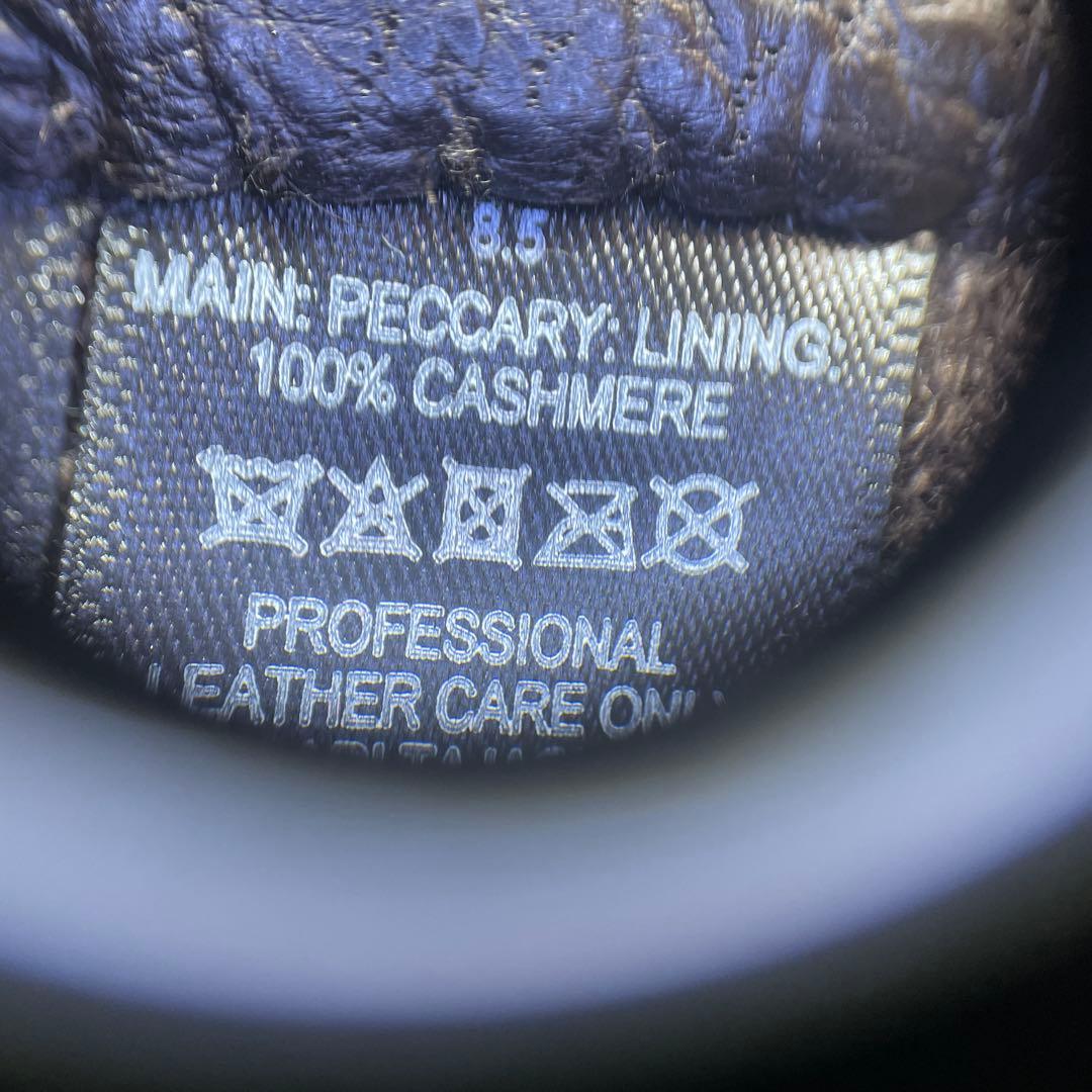 dunhill ダークブラウン レザー手袋 ペッカリー 裏カシミヤ 正規品 箱付