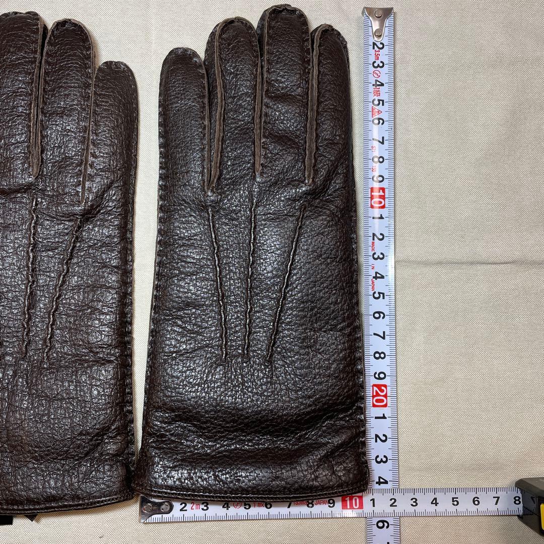 dunhill ダークブラウン レザー手袋 ペッカリー 裏カシミヤ 正規品 箱付