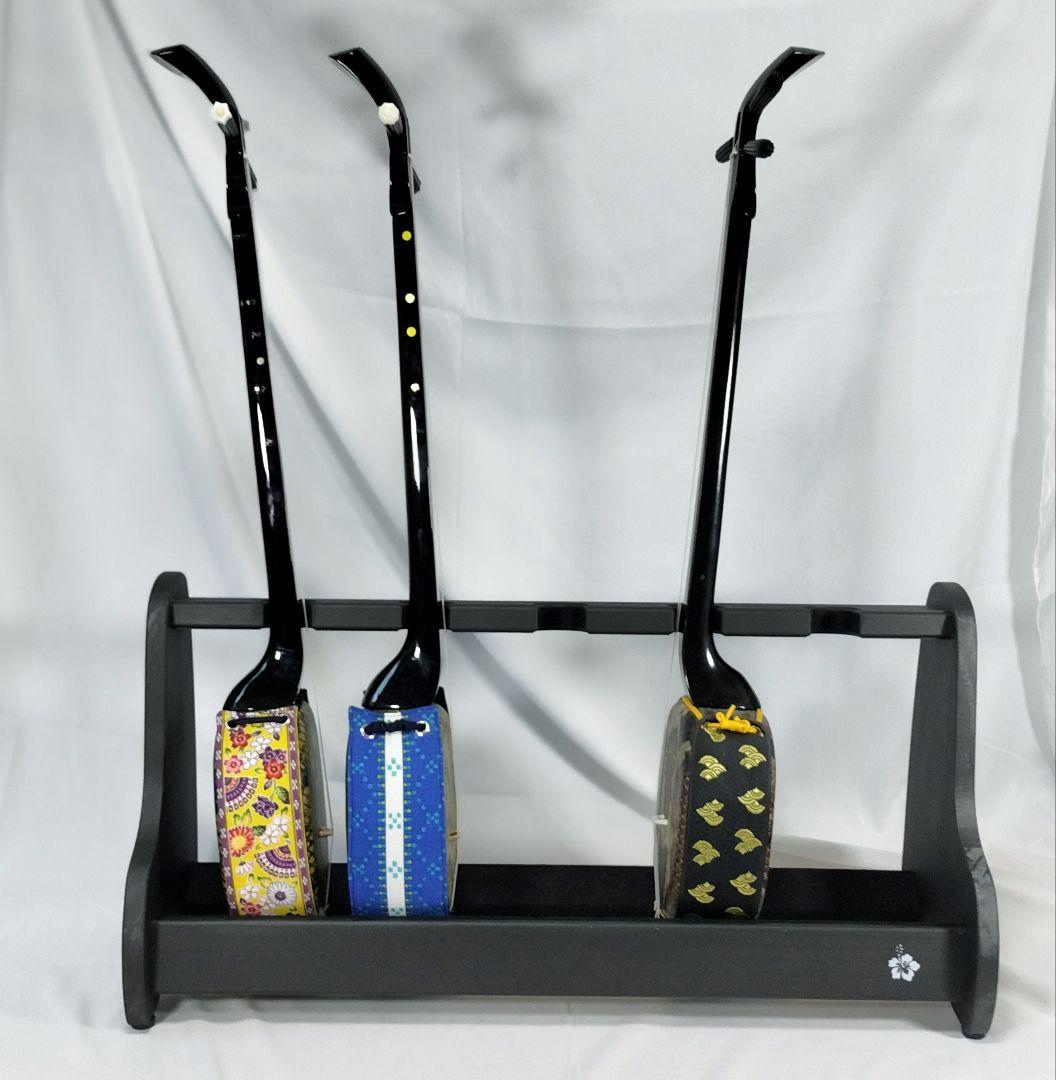 ♪ハンドメイド　沖縄三線スタンド　5丁収納　ブラックカラー♪