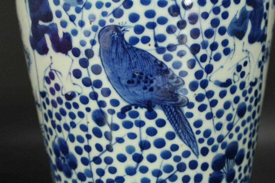 中国美術 青花 瓶人物花鳥紋 瓶 高31cm 希少 (LC138)