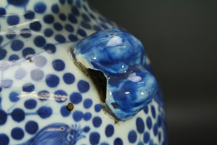 中国美術 青花 瓶人物花鳥紋 瓶 高31cm 希少 (LC138)