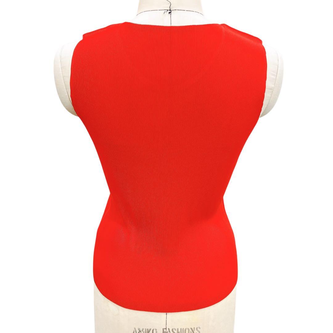 マカ61 超美品 プリーツプリーズ タンクトップ レッド サイズ3