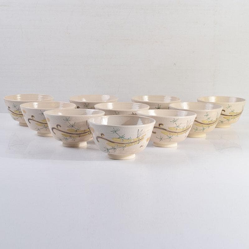 茶道具　八世乾山　山本如仙造　色絵金彩　数茶碗　十客　共箱　M　R9425B