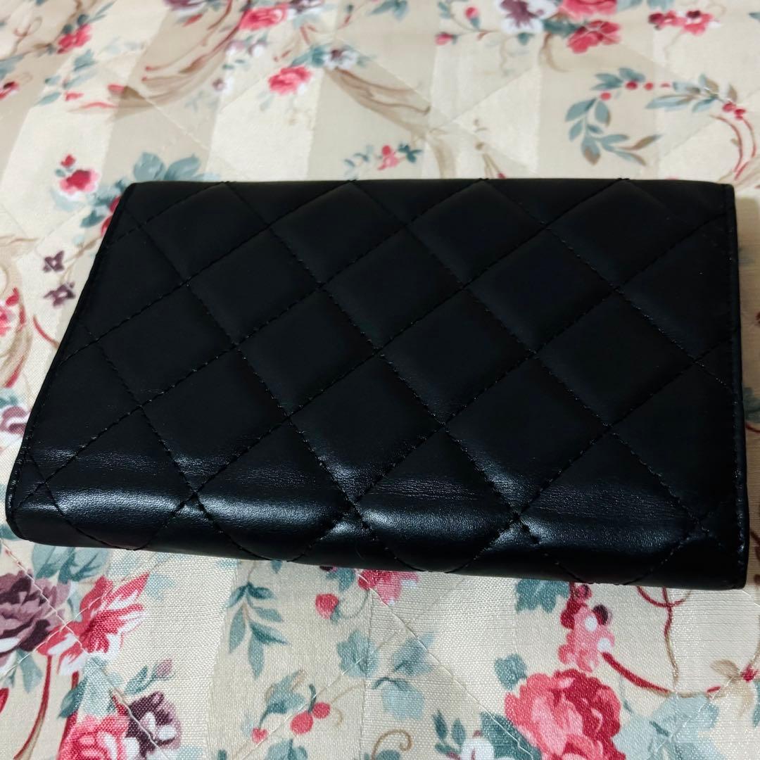 CHANEL カンボンライン 二つ折り 財布 ブラック ピンク ※説明欄必読