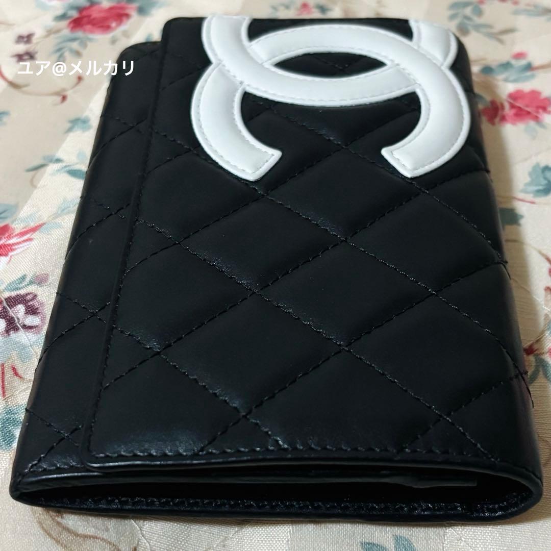 CHANEL カンボンライン 二つ折り 財布 ブラック ピンク ※説明欄必読