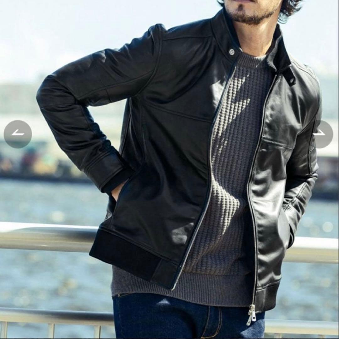 k-sumidagawaAKM シープレザー パディングブルゾン M