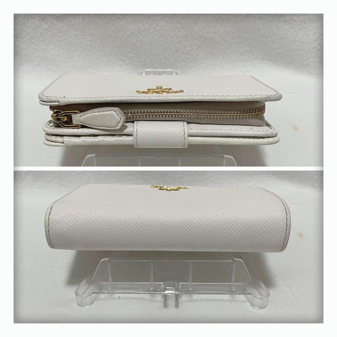 最終値下げ‼️ 極美品✨ PRADA プラダ サフィアーノ 二つ折り財布 ホワイト