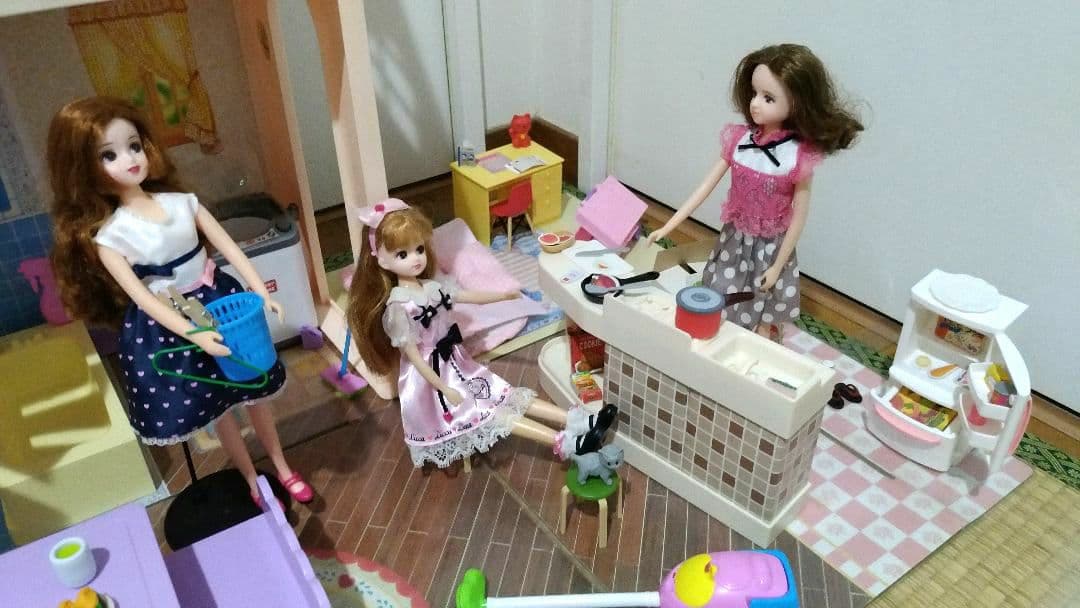 8 リカちゃん「おばあちゃんの家」洗濯機付 レア 昭和レトロ リカちゃんハウス