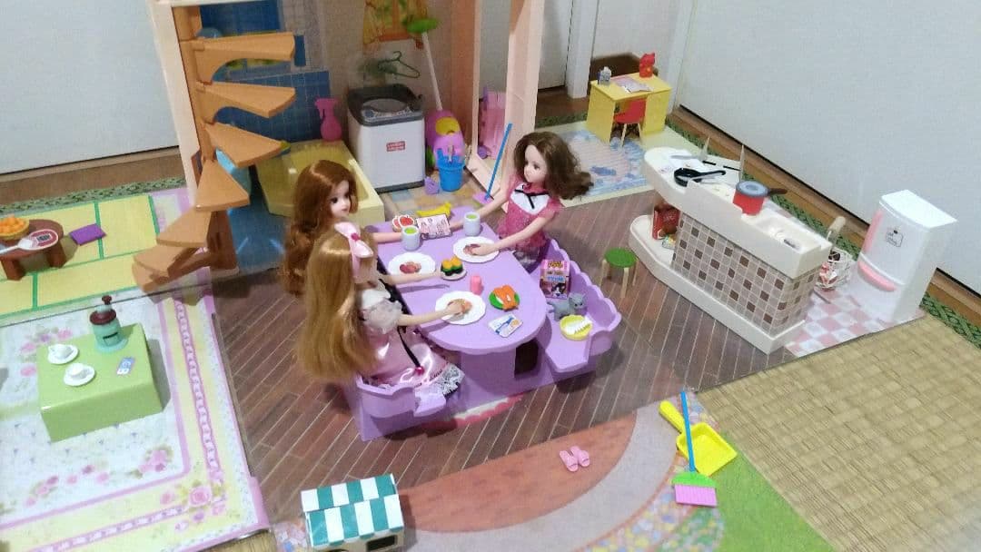 8 リカちゃん「おばあちゃんの家」洗濯機付 レア 昭和レトロ リカちゃんハウス