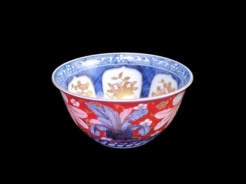 大聖寺伊万里　金襴手　梅に柘榴　蕪の図　大振向付　N974AS-CYz