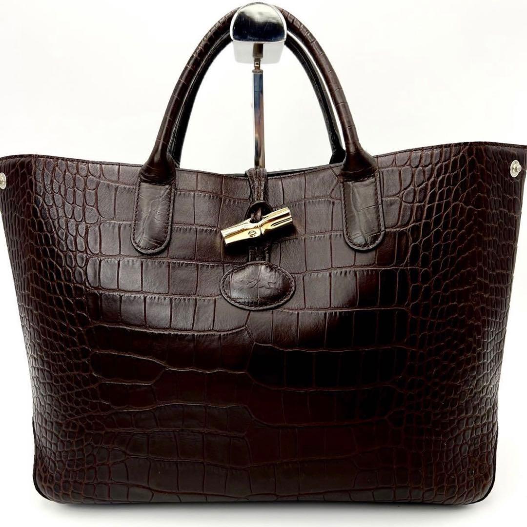 美品✨激レア ロンシャン ロゾ トートバッグ クロコ ブラウン レディース