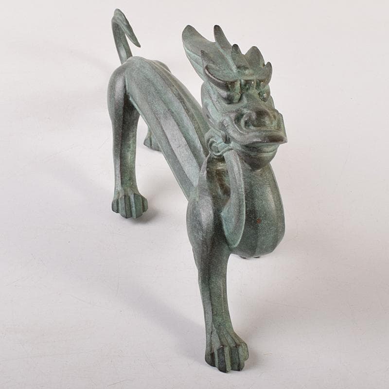 @わんわん　山本雲涛作　青銅　龍　置物　共箱　M　R7839