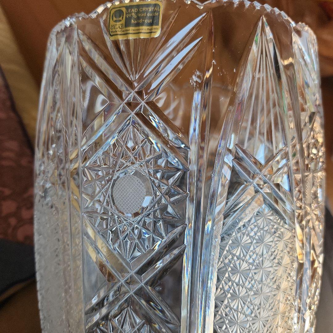 クリスタル花瓶　ワウジッツァー.グラス社製　東ドイツ　クリスタルグラス