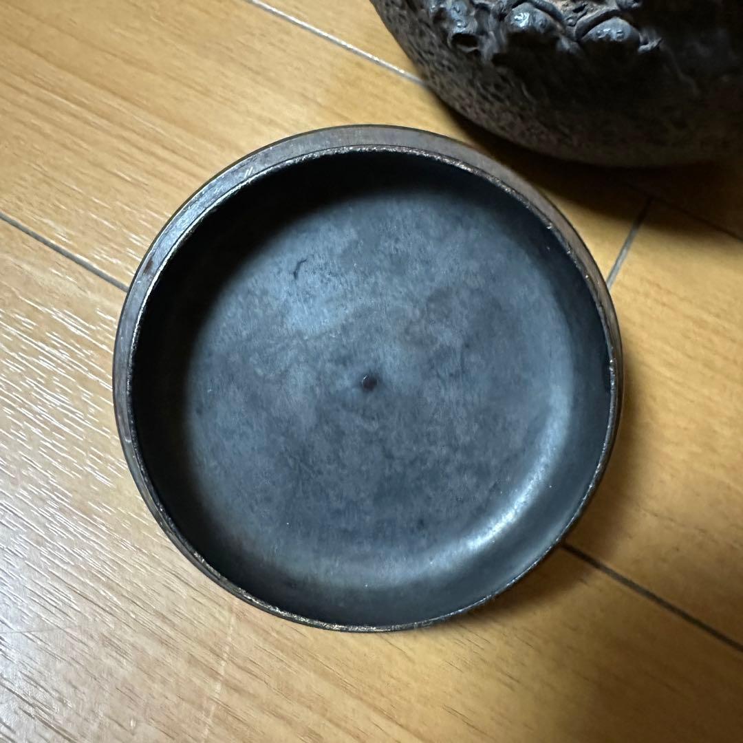 亀文堂　鉄瓶 波多野正平造 銀製象嵌 持手丸形鉄瓶　煎茶道具 木箱付き