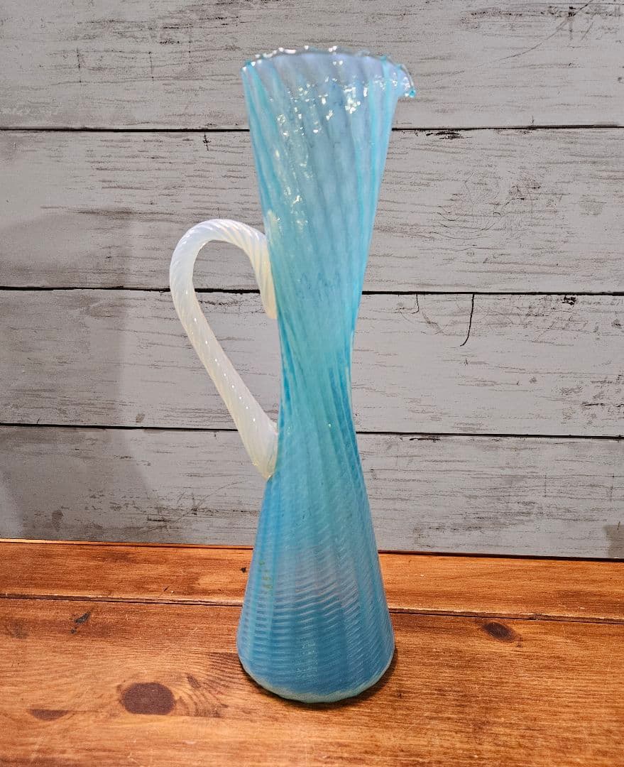 フランスアンティーク オパールセントガラスの花瓶 ピッチャー フラワーベース