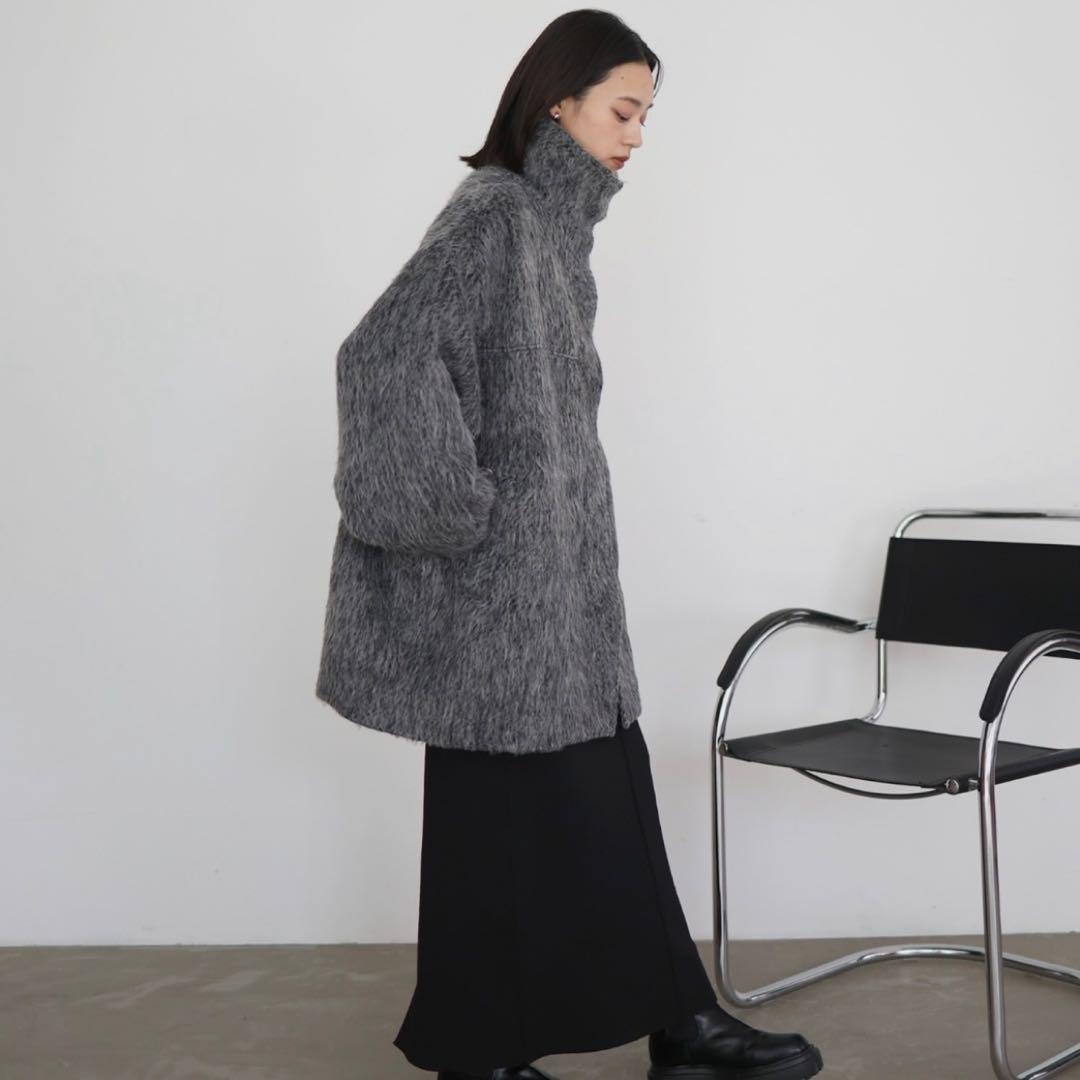 値下げ［新品未使用］hellam シャギースタンドカラーコート