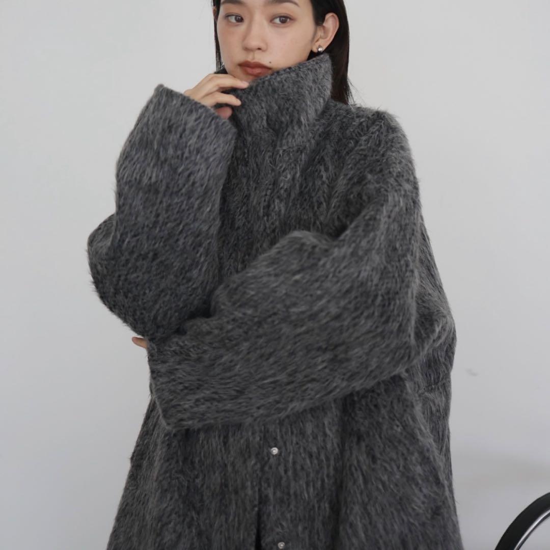 値下げ［新品未使用］hellam シャギースタンドカラーコート