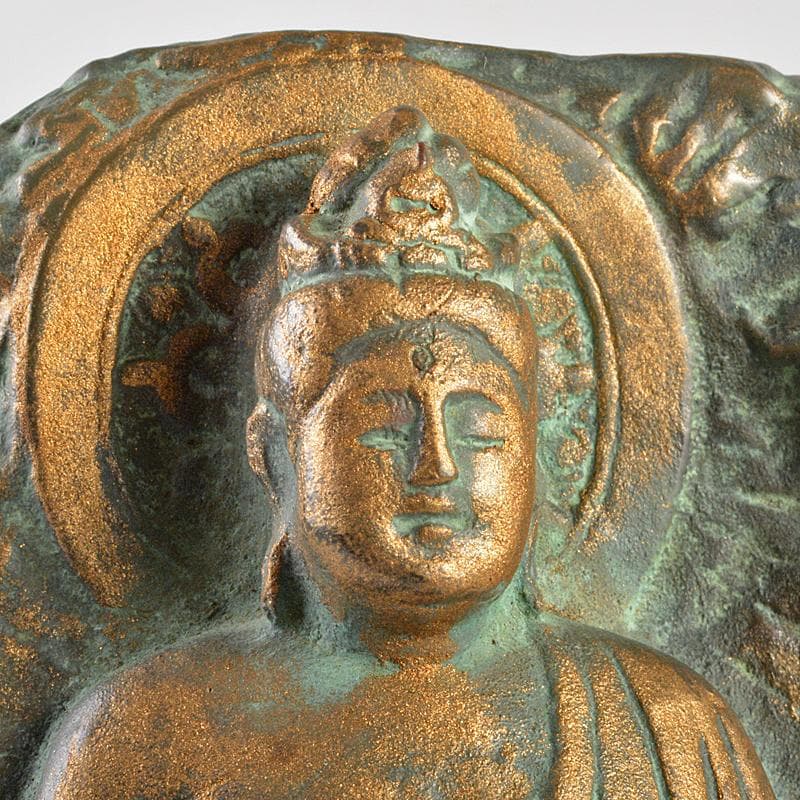 彫刻家　北村西望謹作　銅鍍金　聖観世音菩薩像　仏像　置物　共箱　M　R5699