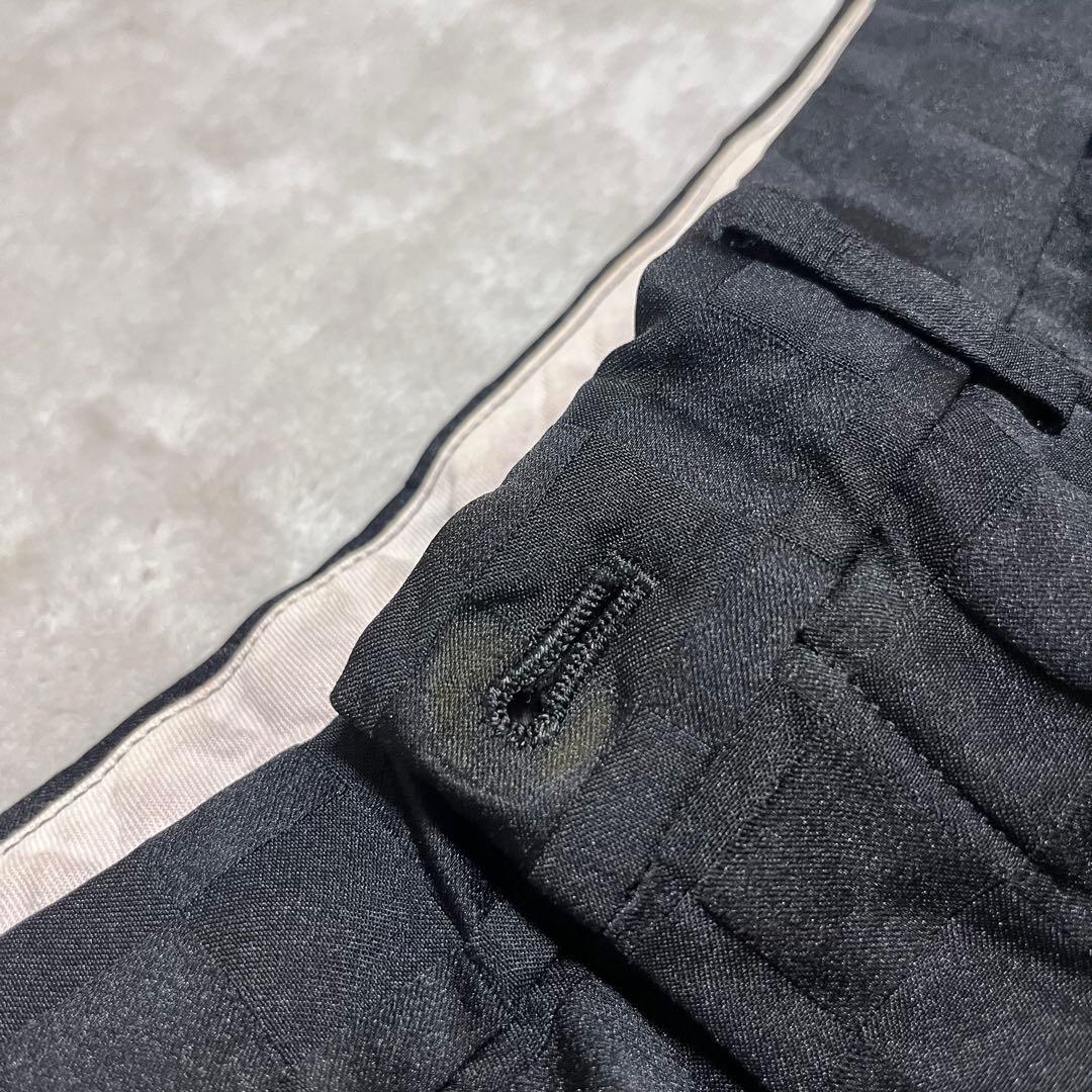 コムデギャルソン オムプリュス　ブロックチェック　ポリ縮絨　サルエル　ブラック