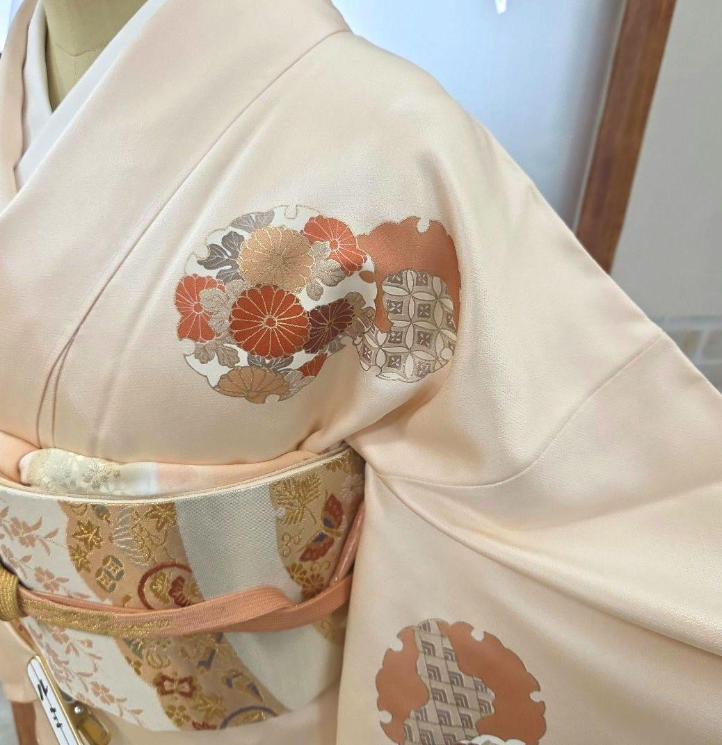 未使用、しつけ糸付き付け下げ訪問着4点フルセット、着物、袋帯、帯締め、帯揚げ