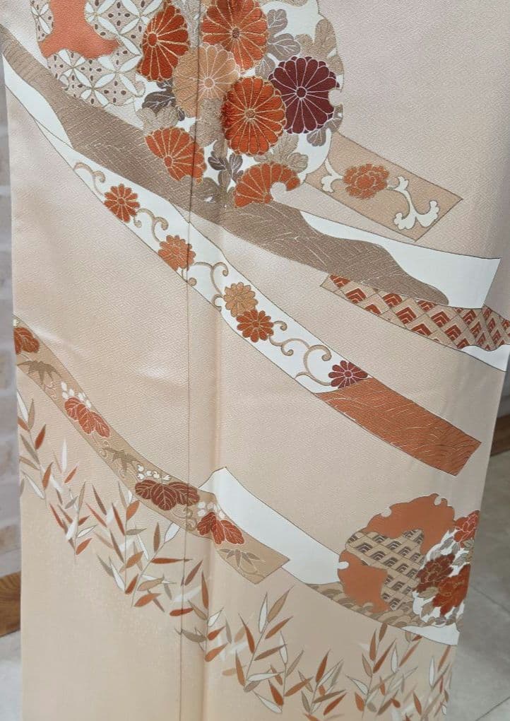 未使用、しつけ糸付き付け下げ訪問着4点フルセット、着物、袋帯、帯締め、帯揚げ