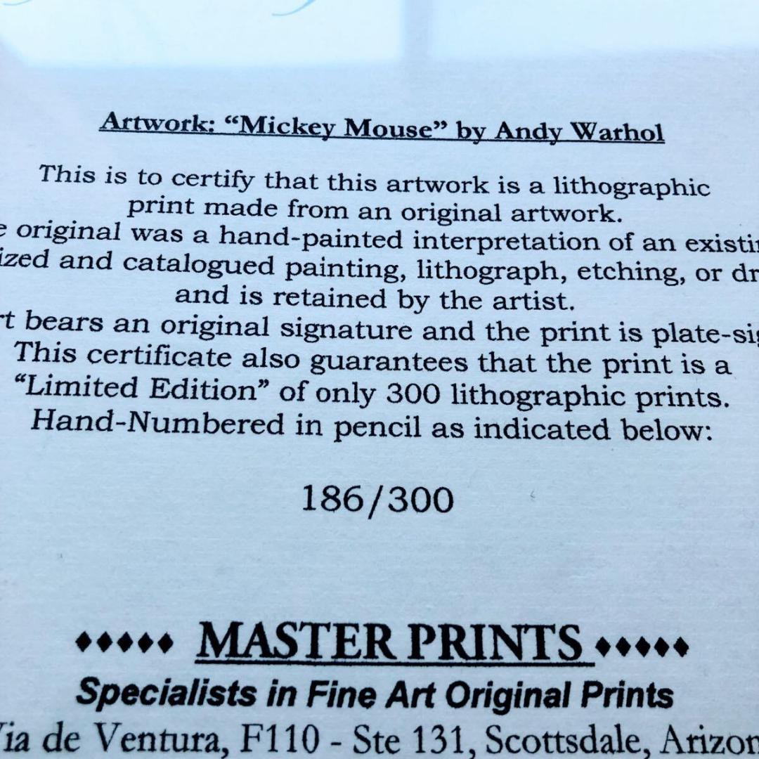 ＃3890 アンディ ウォーホル リトグラフ ミッキーマウス世界 300枚 限定