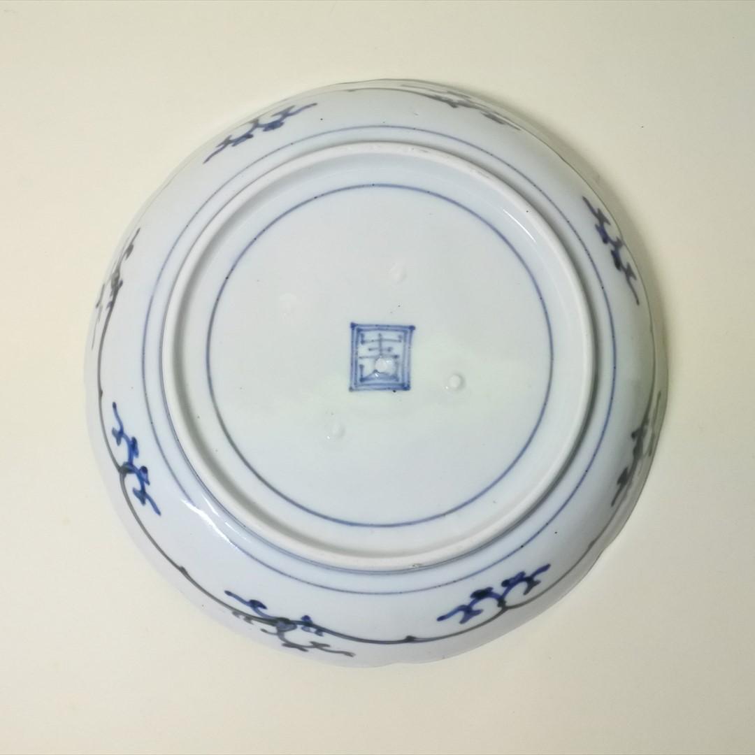 江戸中期　古伊万里　染付　吹墨　竜田川　紅葉　中皿　骨董品　アンティーク　g