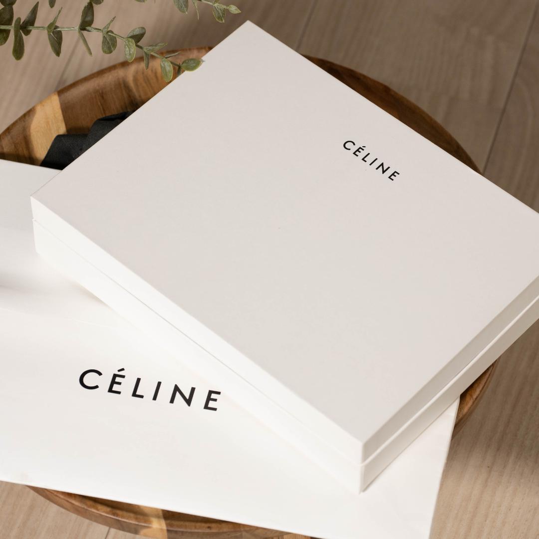 【美品】セリーヌ ラージストラップウォレット 長財布 グレー バイカラー レザー