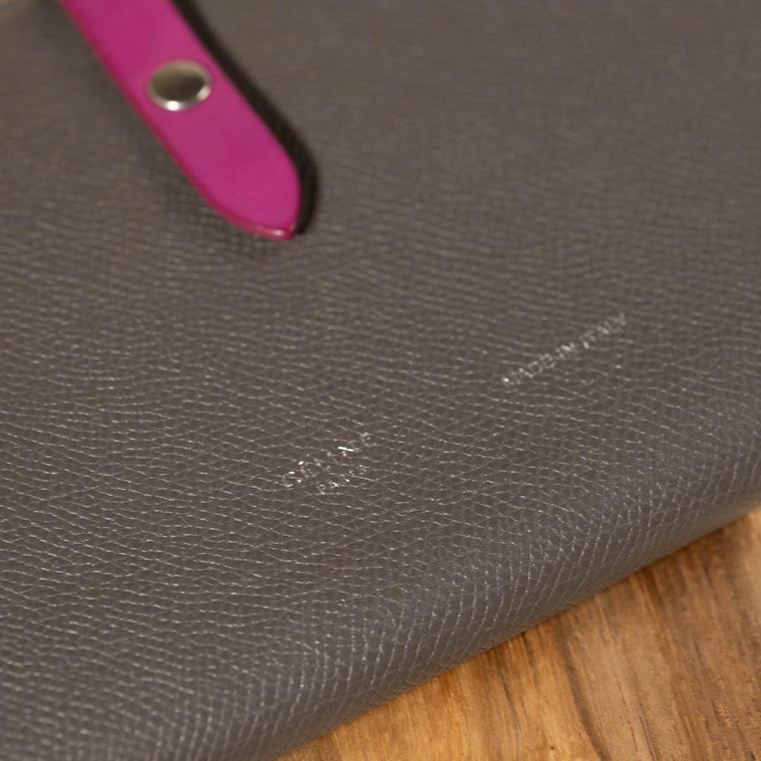 【美品】セリーヌ ラージストラップウォレット 長財布 グレー バイカラー レザー