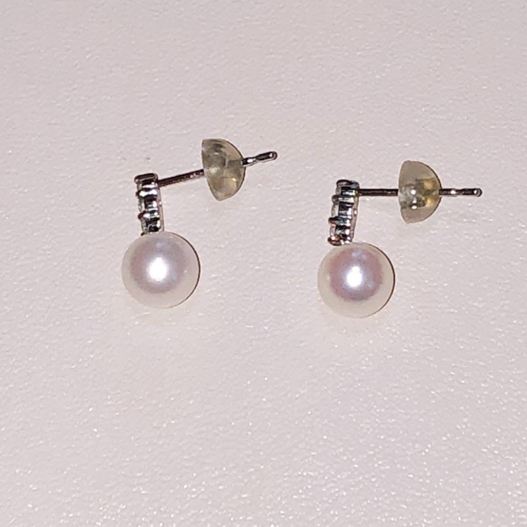 美品　ヴァンドーム青山　ダイヤモンド×あこやパール　ピアス　pt950