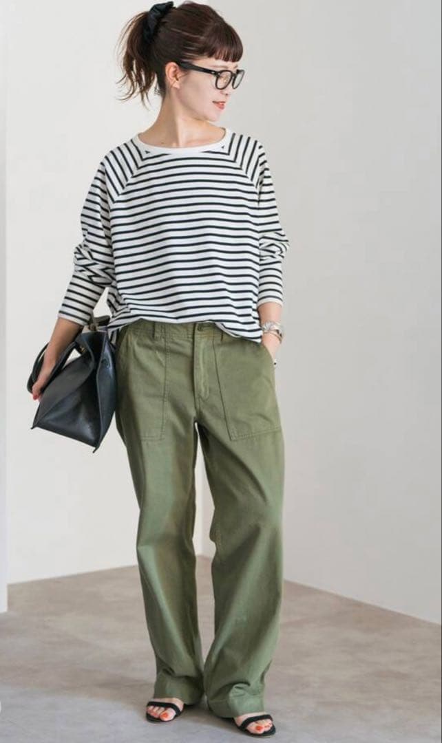 テリー完売 スピックアンドスパン ルーズベイカーパンツ カーキ サイズ40