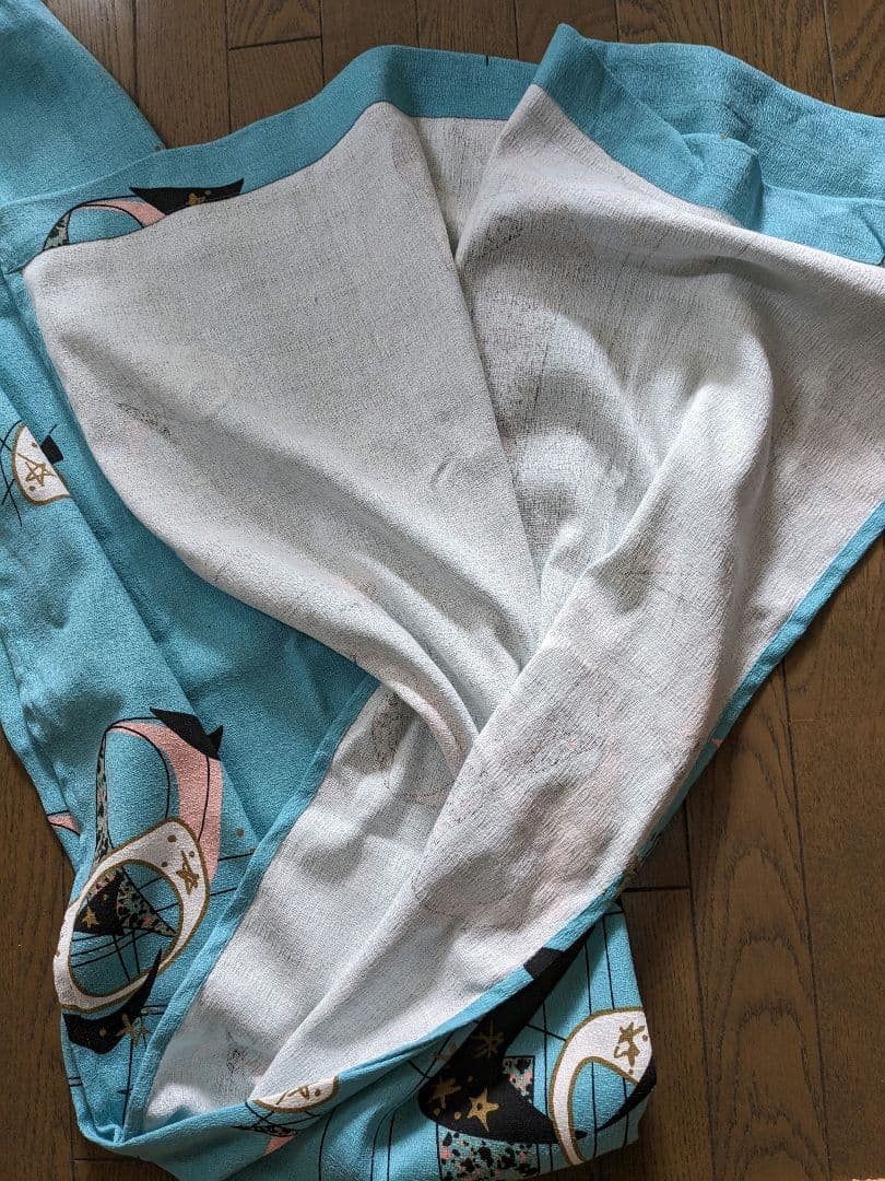 50'柄カーテン2枚　ブルーパレット200