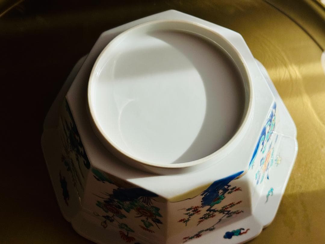 レア12代 柿右衛門・濁手 「八角菓子」・乳白色・新品同様