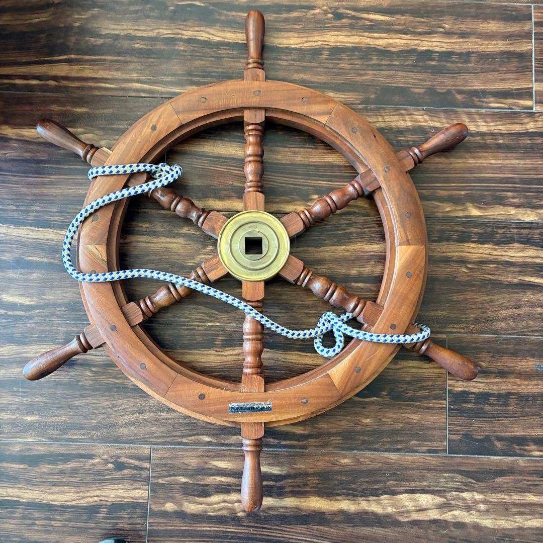 日本郵船株式会社 船舵 木製 ハンドル 操舵輪 インテリア 壁掛け ディスプレイ