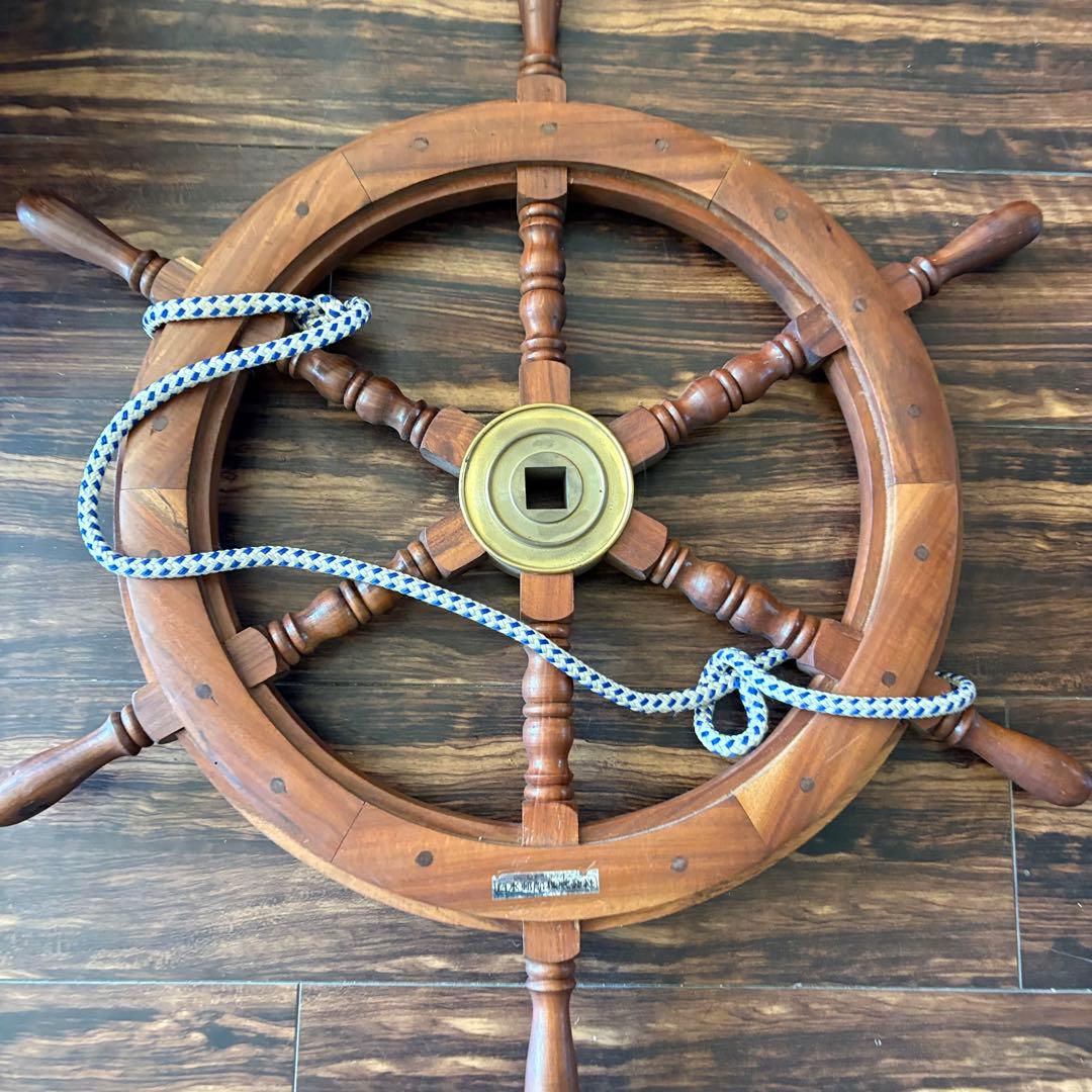 日本郵船株式会社 船舵 木製 ハンドル 操舵輪 インテリア 壁掛け ディスプレイ