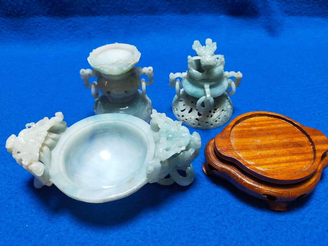 香炉 天然翡翠(硬玉) 彫刻 置物