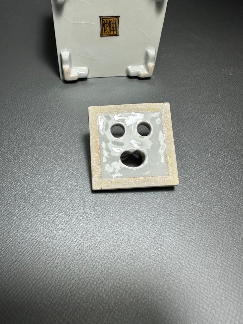 西田伸也　作　色絵群鶴文　香炉　共箱　共布　美品