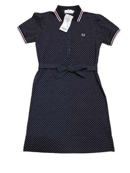 【新品未使用】フレッドペリー　 ポロワンピ　ドット柄　ネイビー ベルト　M