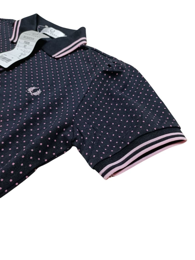 【新品未使用】フレッドペリー　 ポロワンピ　ドット柄　ネイビー ベルト　M