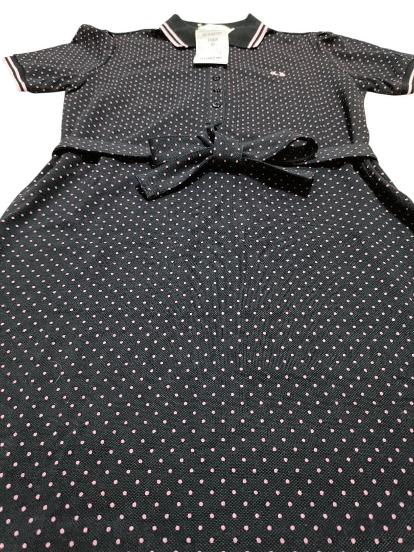 【新品未使用】フレッドペリー　 ポロワンピ　ドット柄　ネイビー ベルト　M