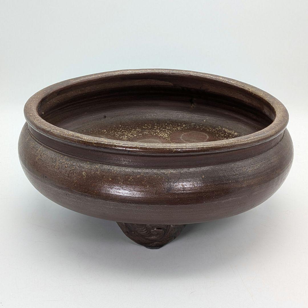 江戸末期 古備前 三足水盤 備前焼 火鉢 メダカ鉢 金魚鉢 花器 工芸品 骨董品