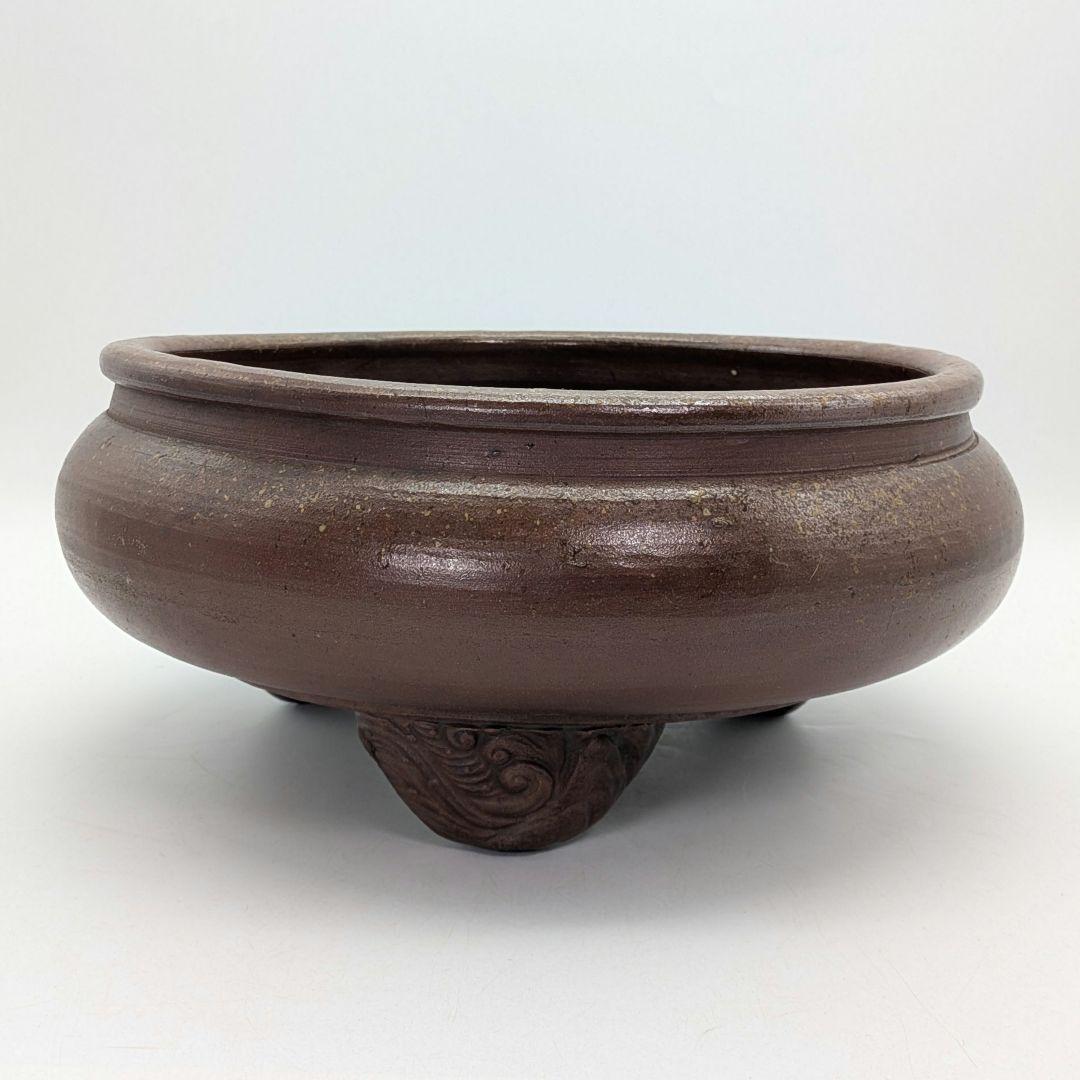 江戸末期 古備前 三足水盤 備前焼 火鉢 メダカ鉢 金魚鉢 花器 工芸品 骨董品