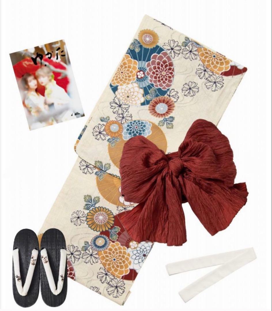 Dita 浴衣5点セット（ゆかた・帯・下駄・着付けマニュアル・腰ひも）