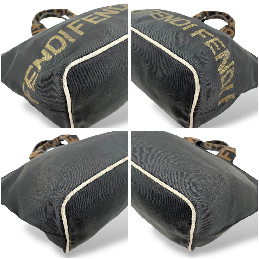 【美品】フェンディ ミニバッグ ハンドバッグ ナイロン ブランドロゴ ブラック